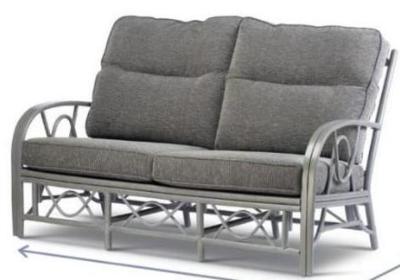 Belo 3 Seater Grey Wash Cane Conservatory Sofa.