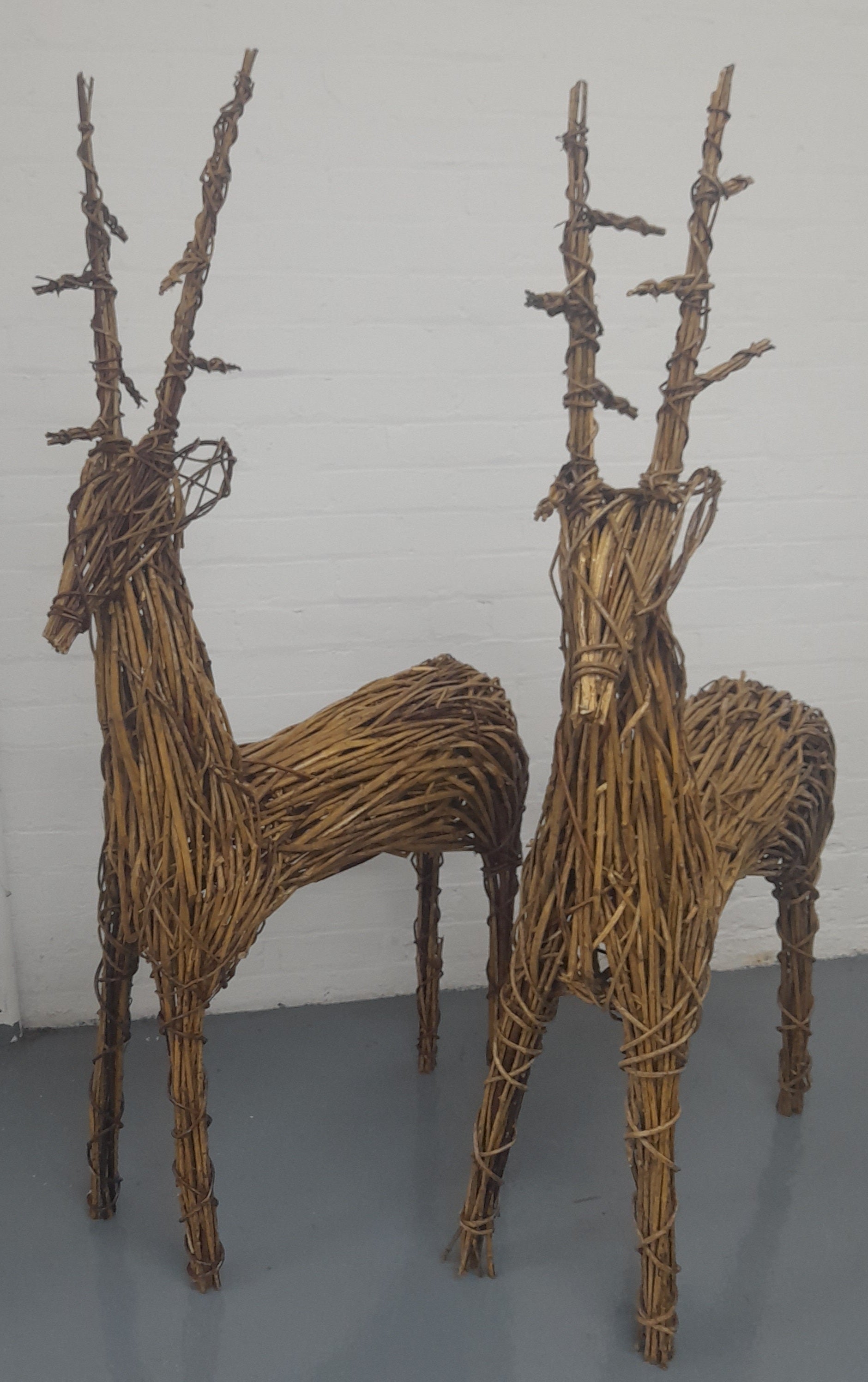 2x166cm Christmas Wicker Willow decorative reindeer