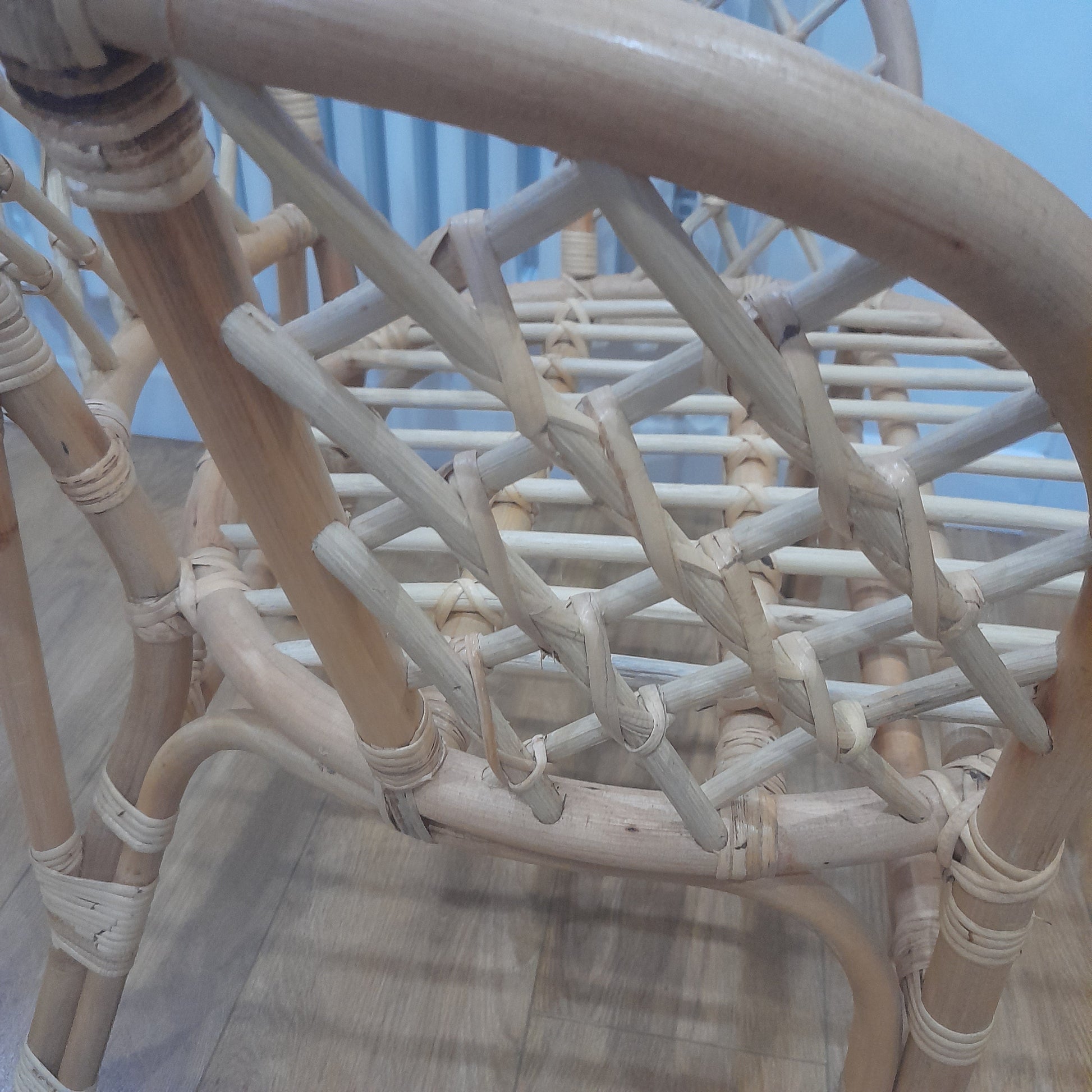 Cane and Wicker/Rattan Bahama Conservatory Chair arm close up.