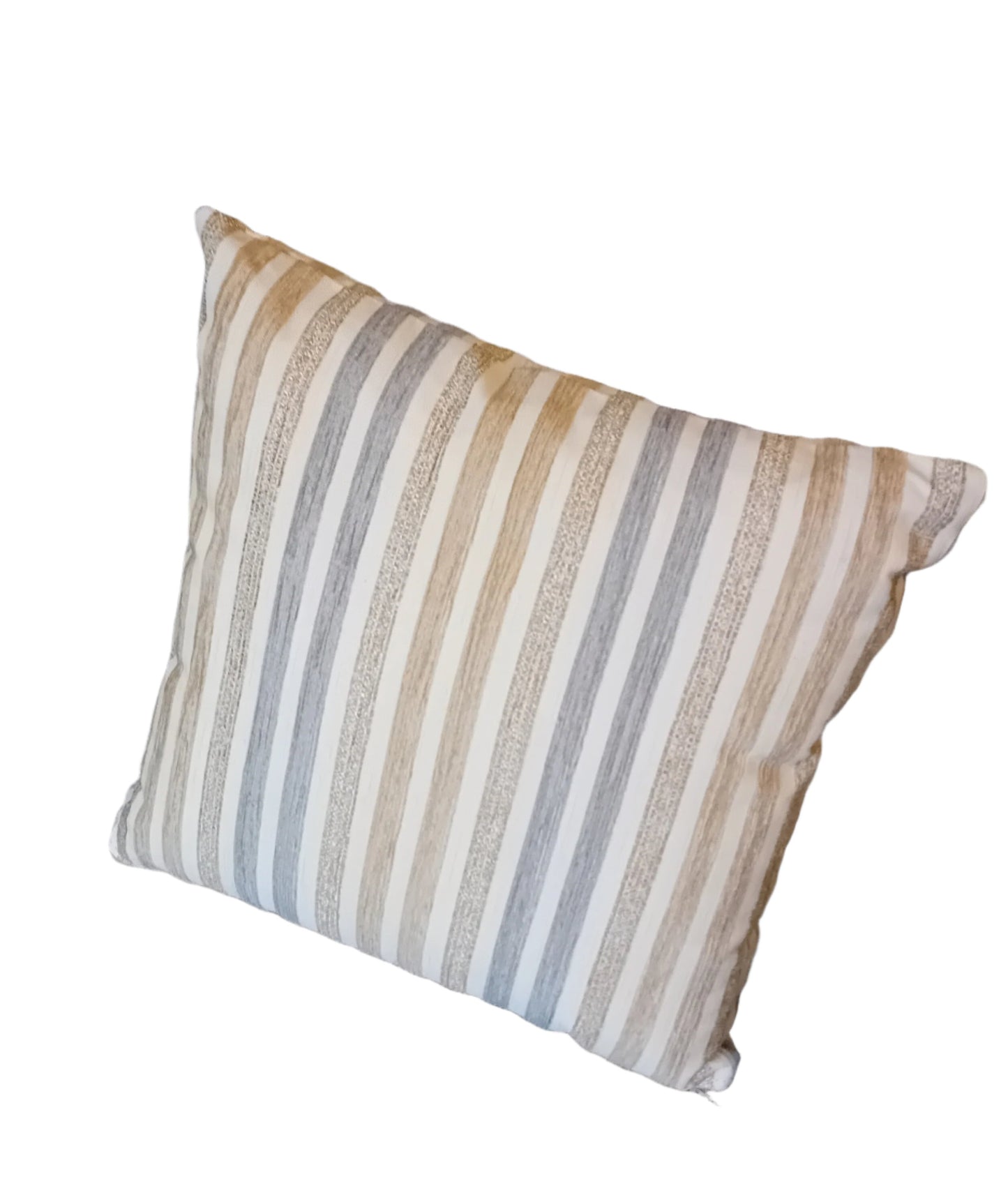 1 x 43cm Blue Cream Stripe Square Fibre Filled Scatter Cushion.