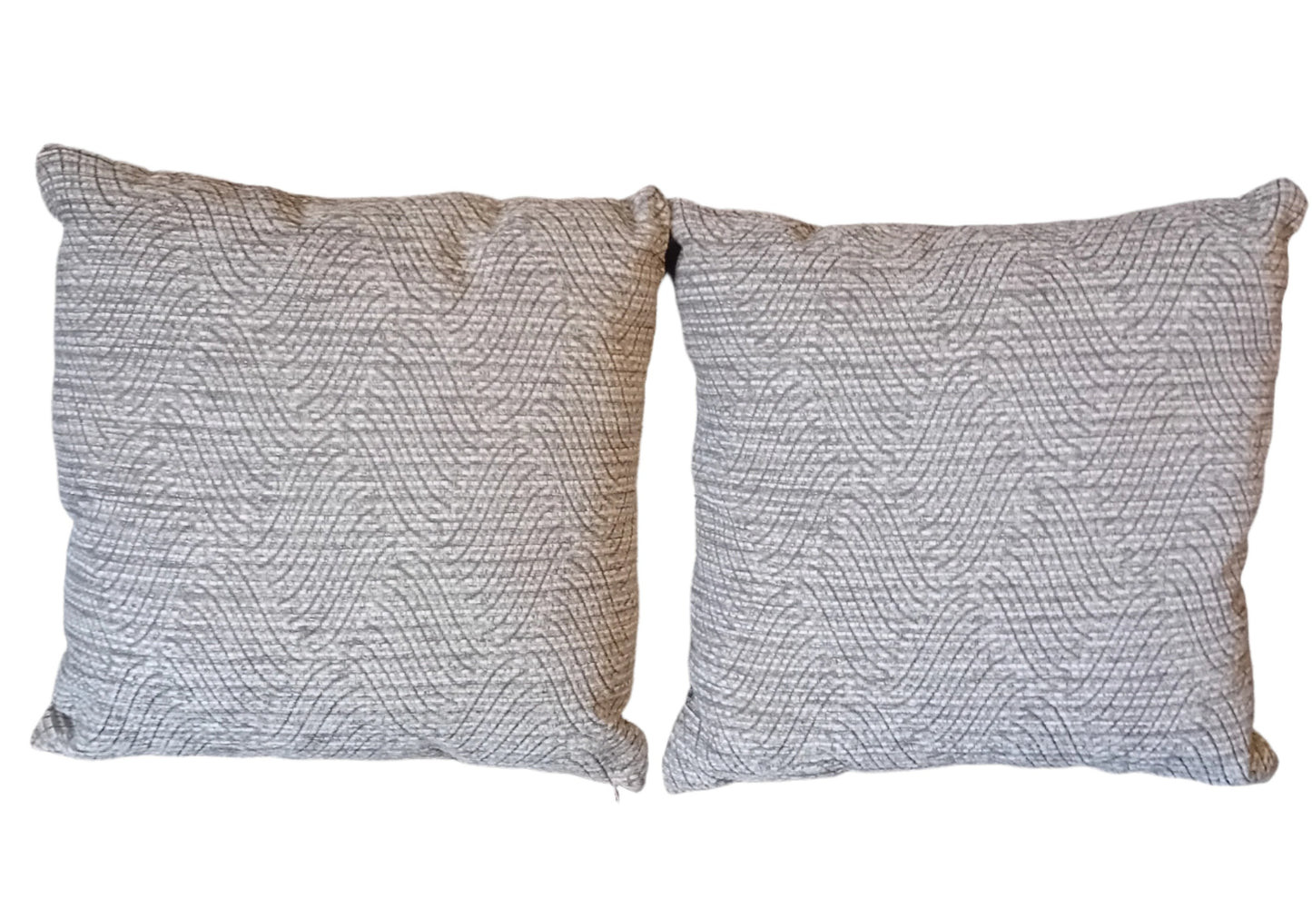 2 x 43cm Cromwell Swirl Silver Square Fibre Filled Scatter Cushions.