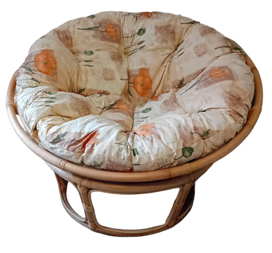 Cane Papasan Conservatory Chair with Poppies Natural Cushion.