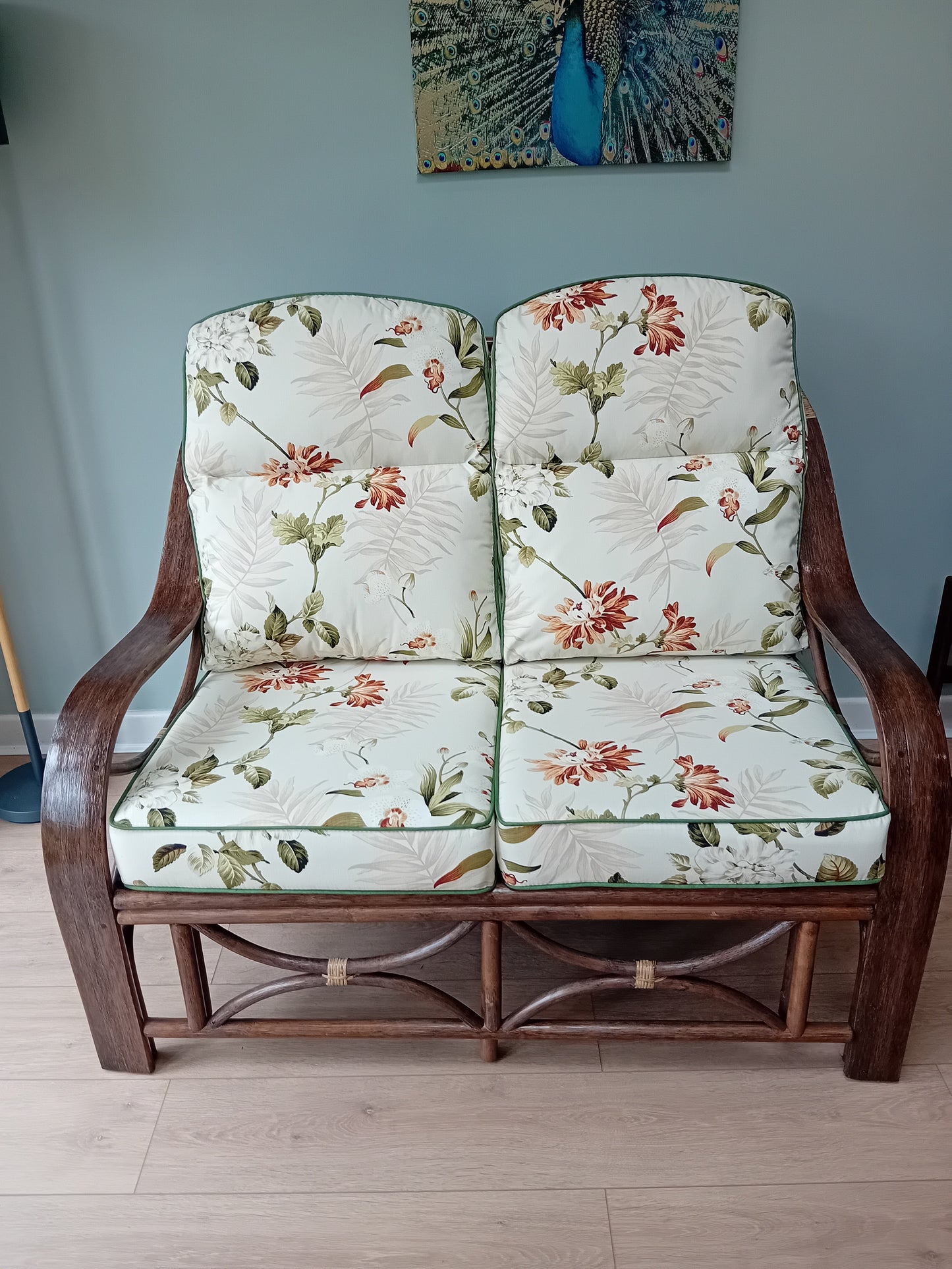 Brown Wash Cane and Wicker Rattan San Marino 3pce Conservatory Suite with Bayswater Autumn Cushions.