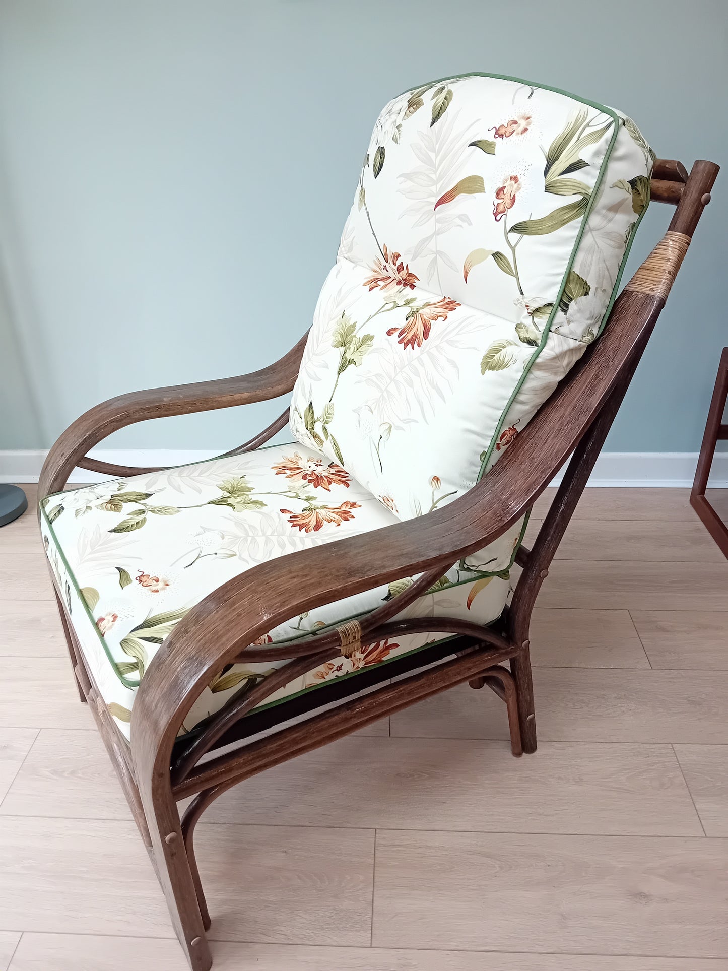 Brown Wash Cane and Wicker Rattan San Marino 3pce Conservatory Suite with Bayswater Autumn Cushions.