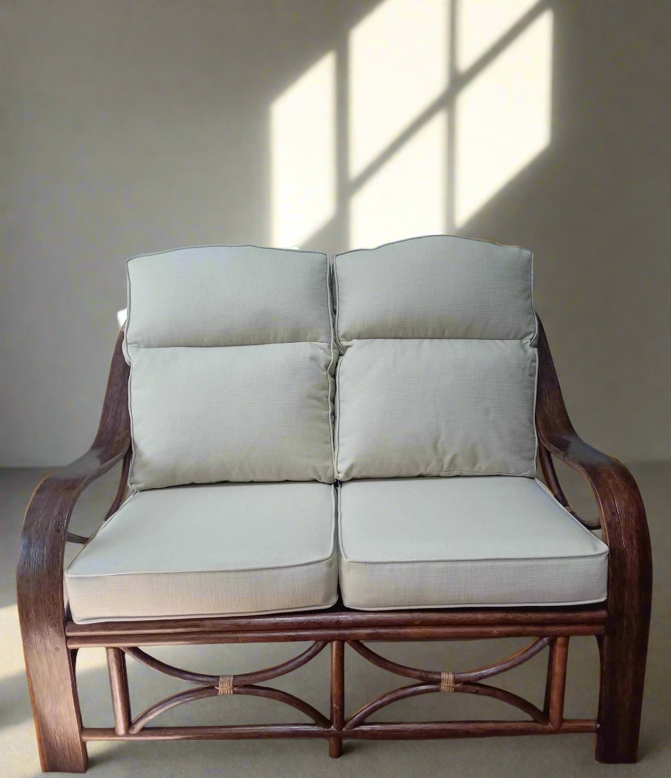 Brown Wash Cane and Wicker Rattan San Marino 3pce Conservatory Suite with Key West Linen Cushions.