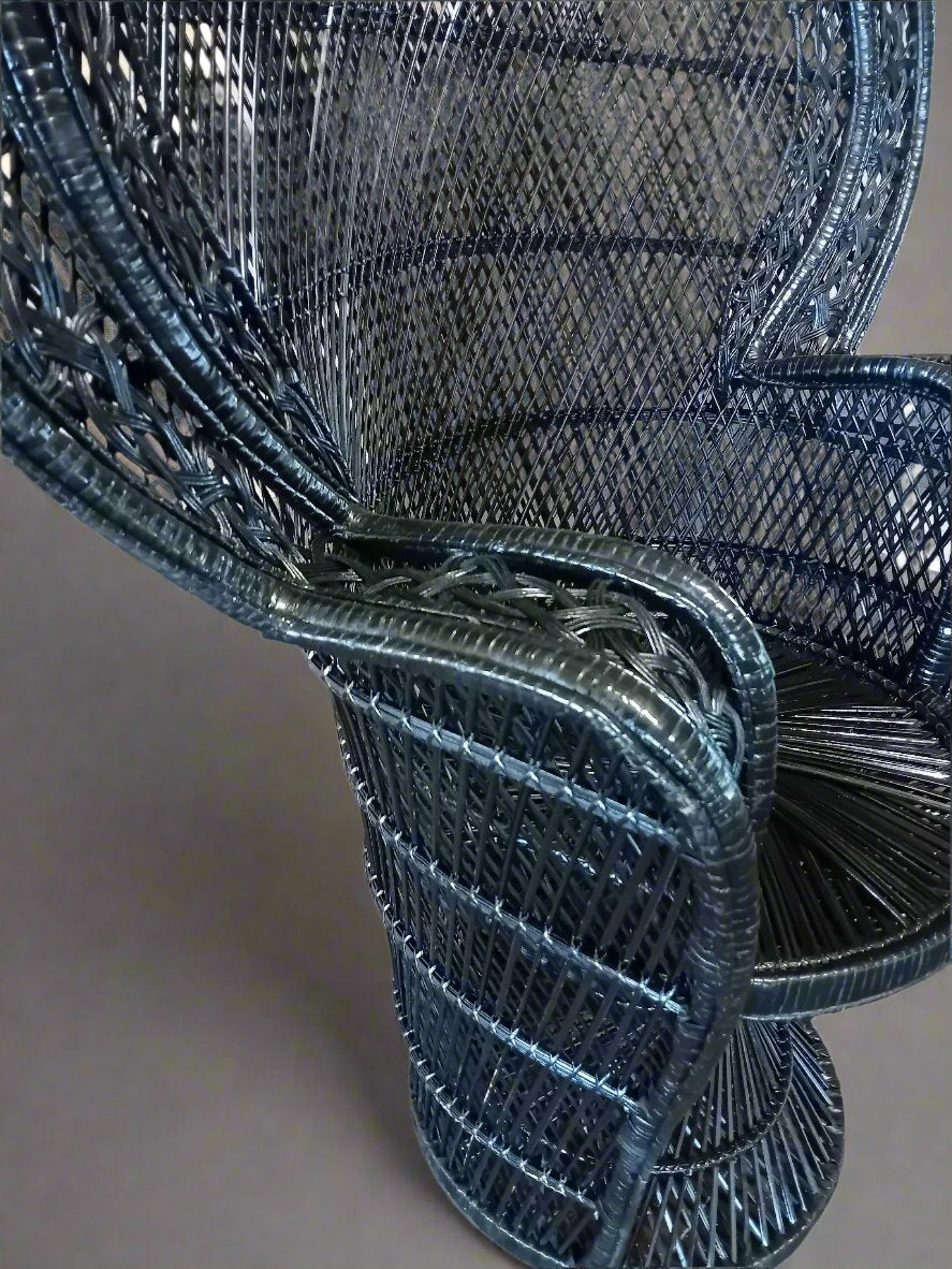 Black Wicker Regal Peacock Chair Weave.