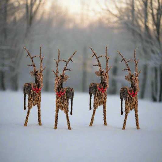 4 x 24" Wicker Willow Christmas Reindeer