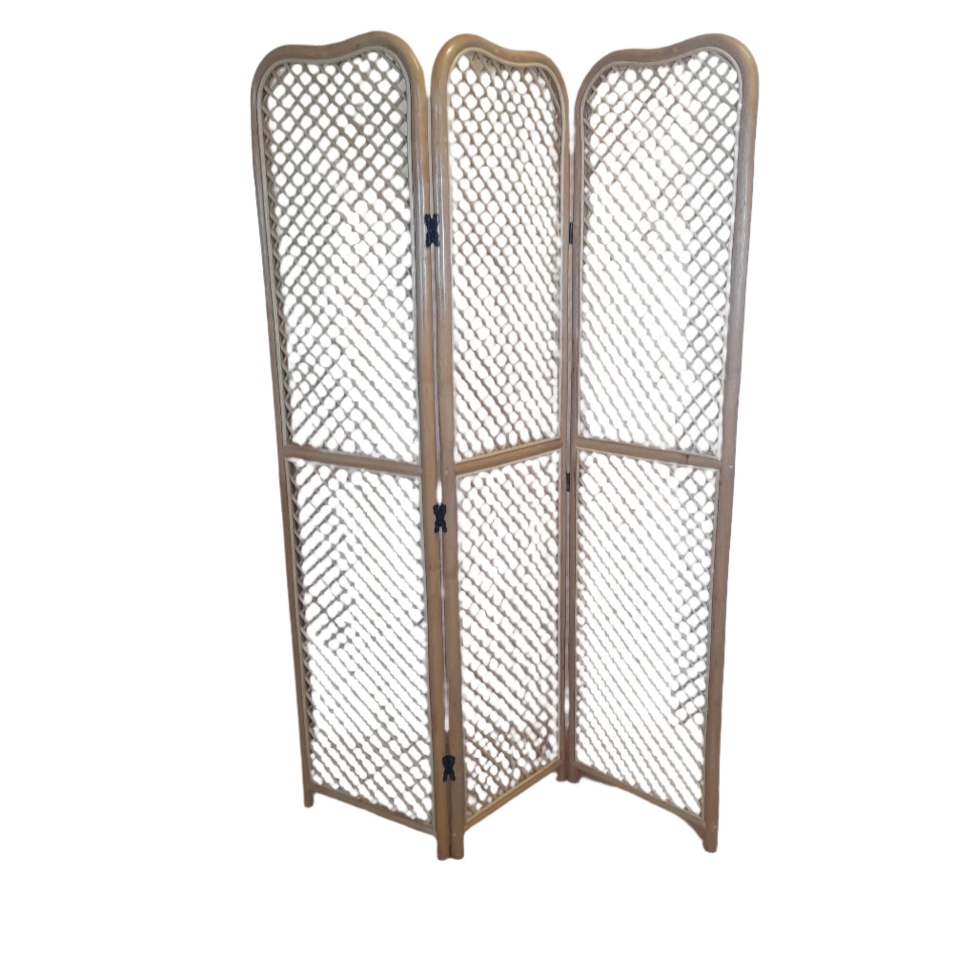 Antique Wash Cane and Wicker Setani Room Divider Screen.