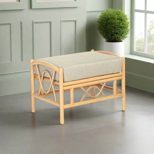 Belo Light Oak Cane Conservatory Footstool.