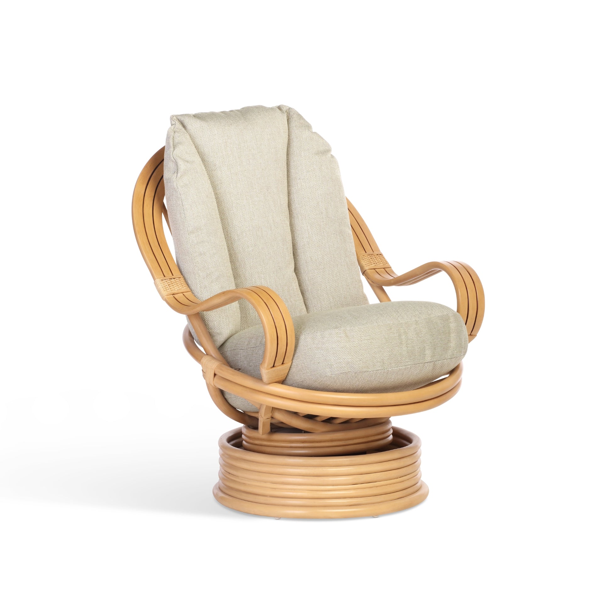 Light Oak Cane Conservatory Belo Rock Swivel Chair.