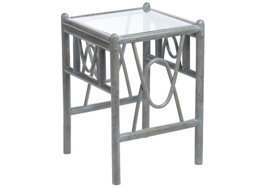 Grey Wash Cane Conservatory Belo Lamp Table.