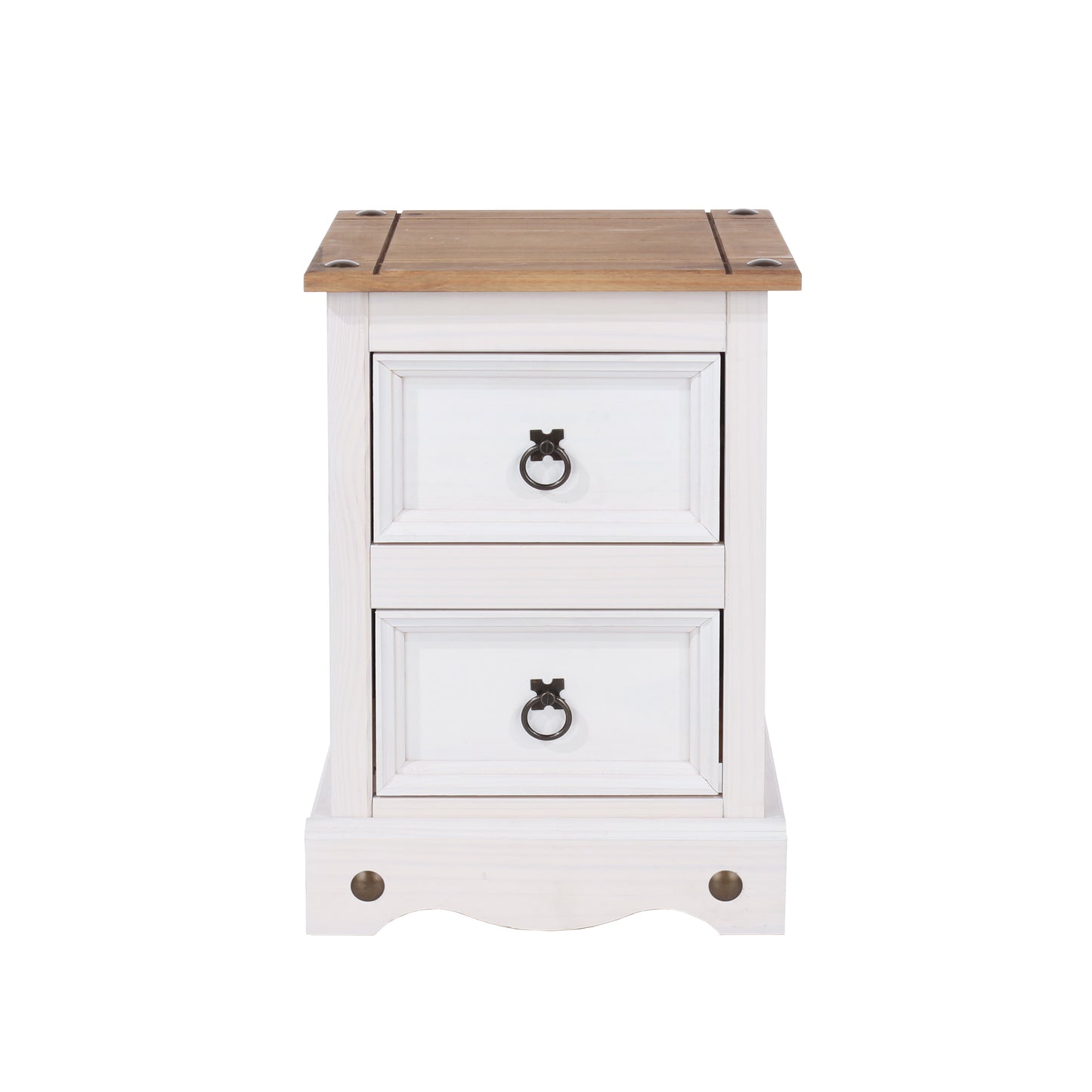 White Waxed Pine Furniture. 2 Drawer Petite Bedside.