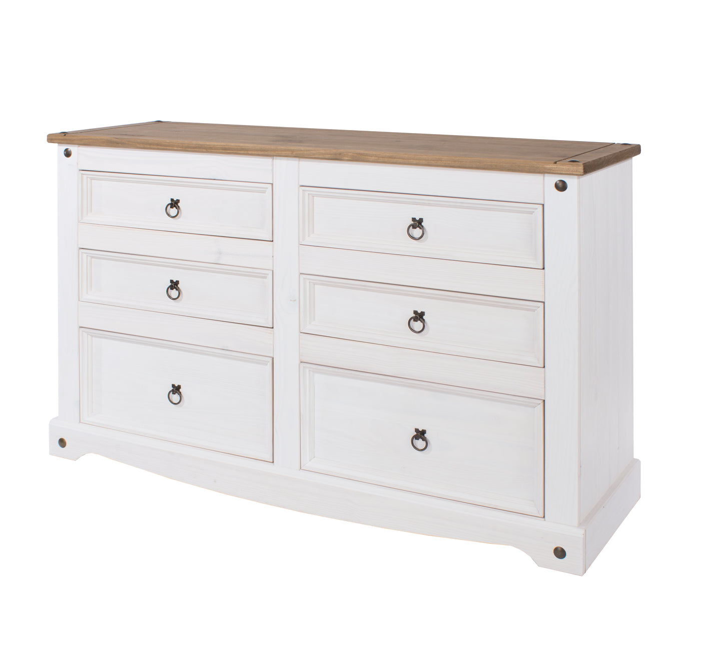 White Waxed Pine Furniture. 3 + 3 Drawer Unit.