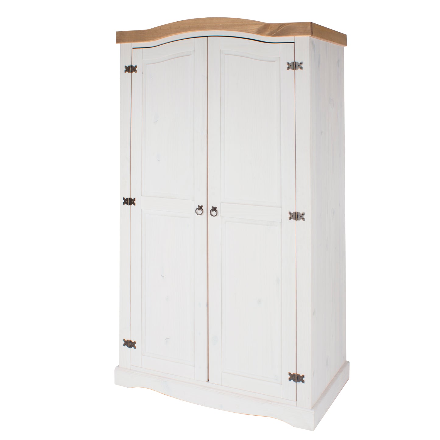 White Waxed Pine. 2 Door Wardrobe.