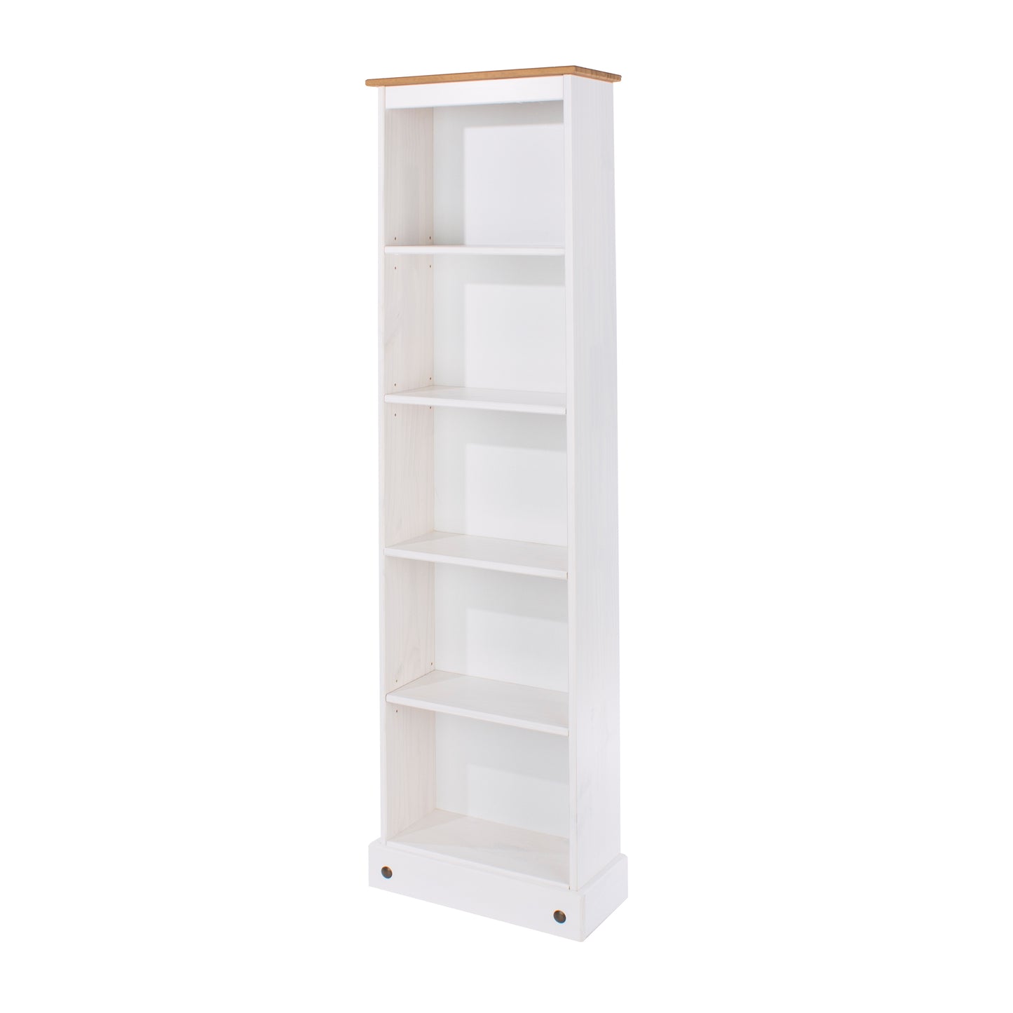 White Waxed Pine Furniture. Narrow Tall Bookcase.