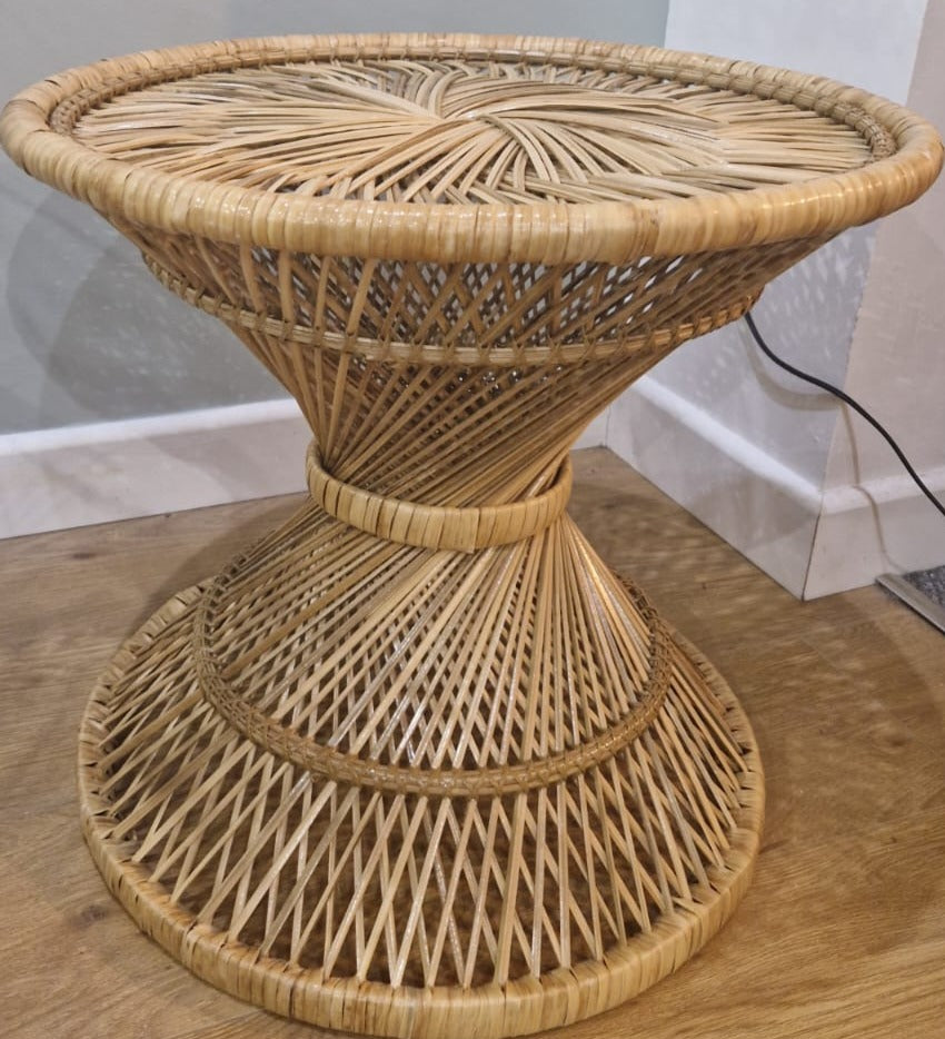 Natural Wicker/Rattan Twist Base Table.