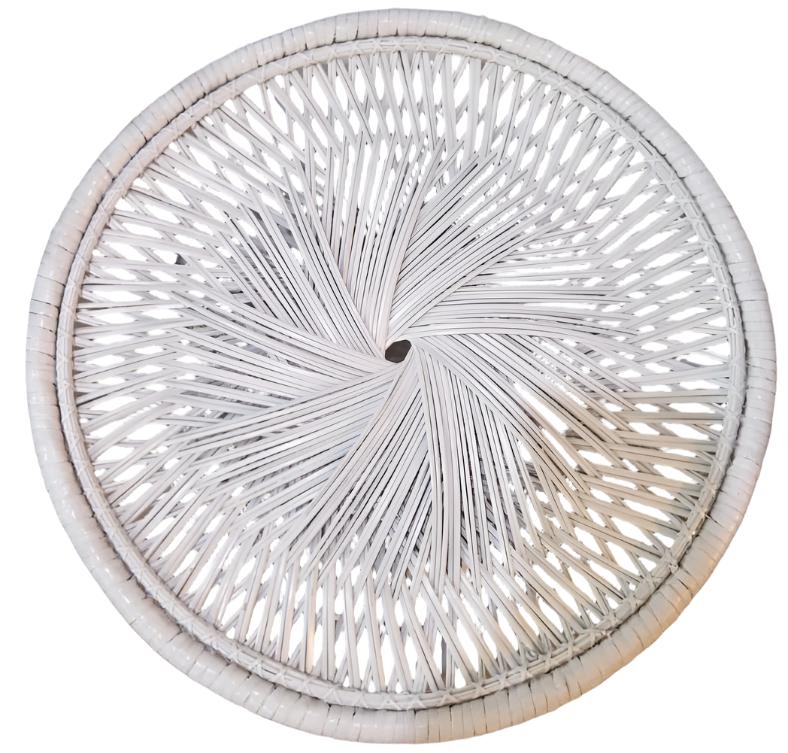 White Wicker/Rattan Twist Base Table Top View