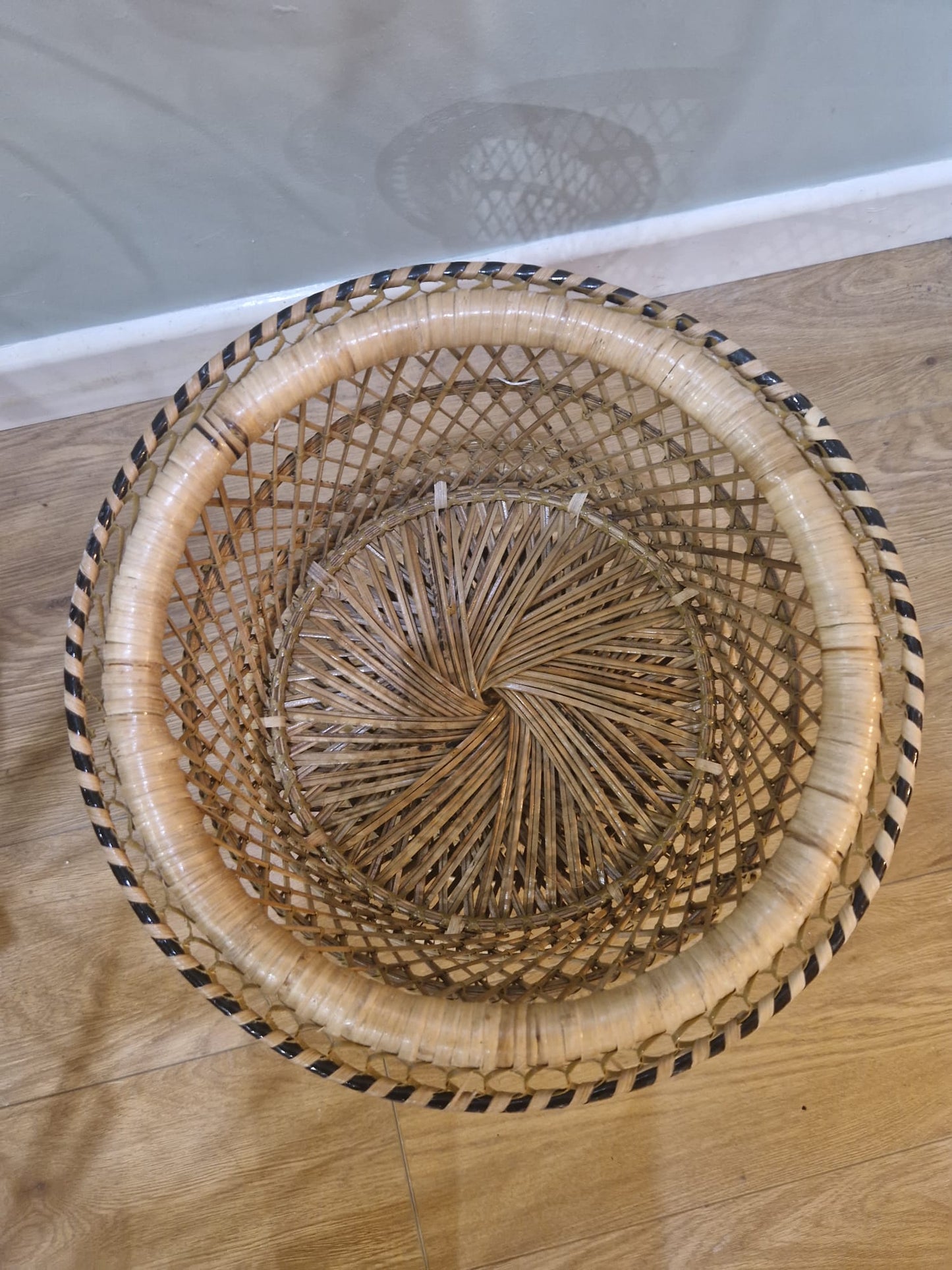 Natural Wicker, Natural Rattan Vase planter. Top View 2.