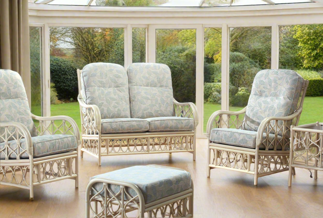 Natural Alegre Cane Conservatory 2 seater Sofa and 2x Armchairs.