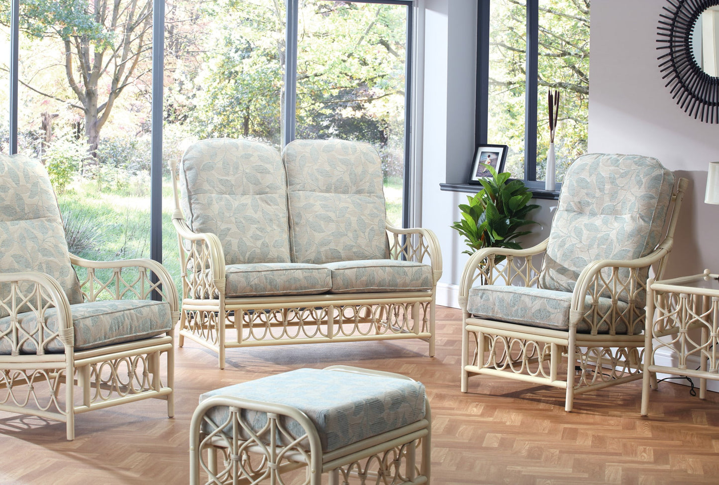 Natural Wash Alegre Cane Conservatory 2 seater Sofa.