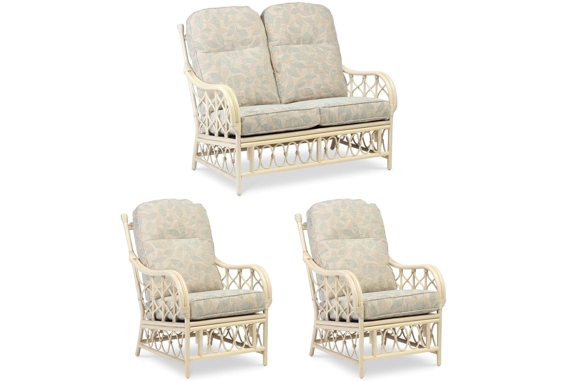 Natural Alegre Cane Conservatory 2 seater Sofa and 2x Armchairs.