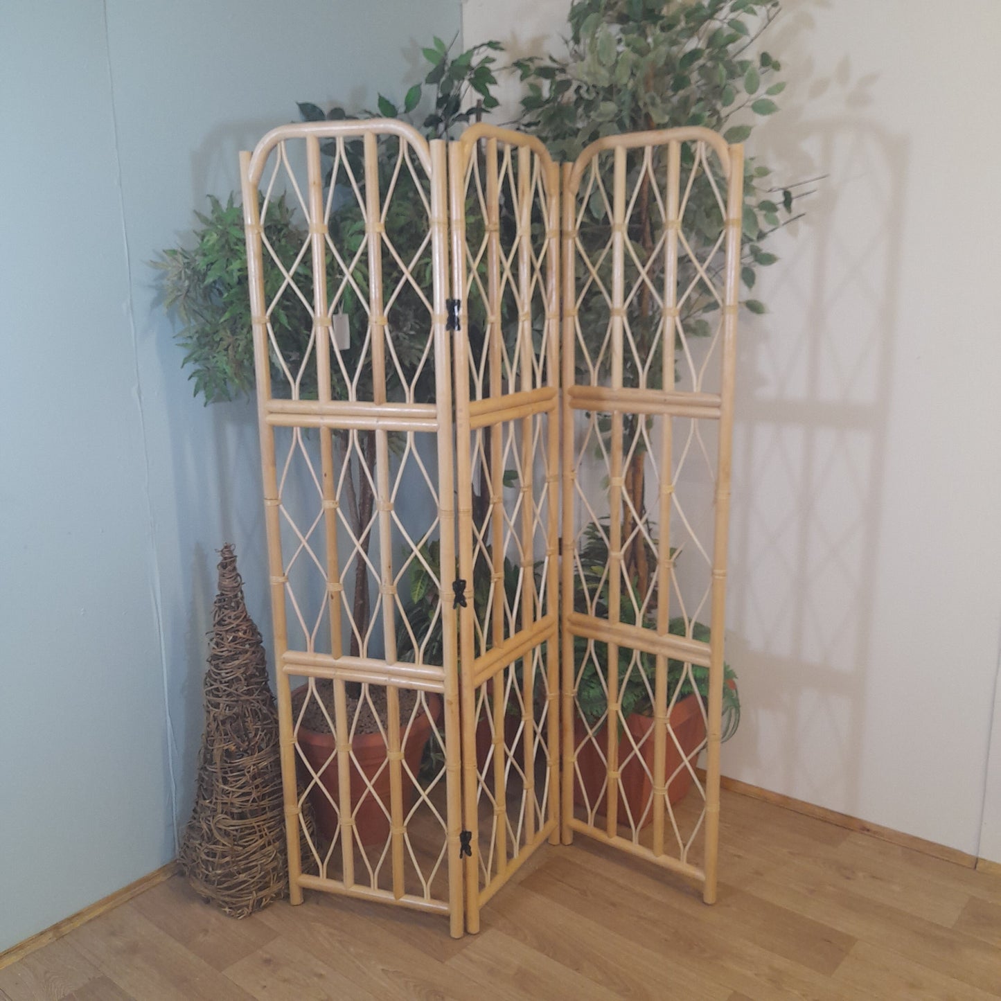 Natural wash Gili Cane + Wicker/Natural Rattan Screen/Room Divider.