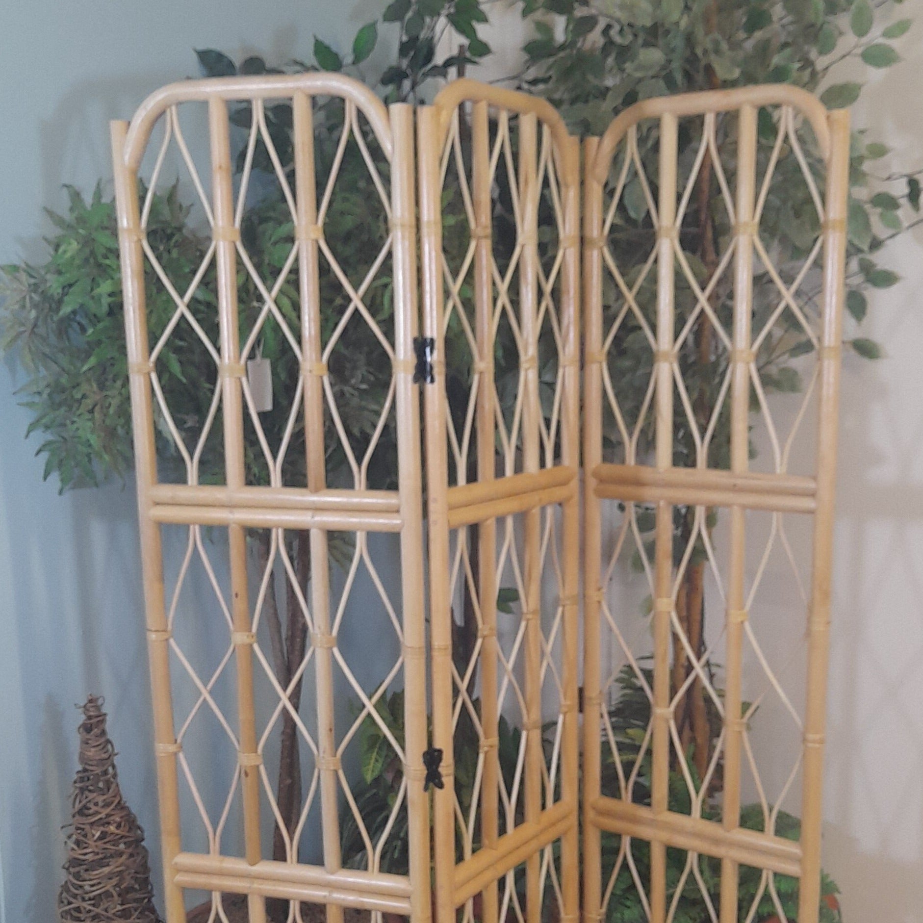 Antique Gili Cane + Wicker/Natural Rattan Screen/Room Divider top.