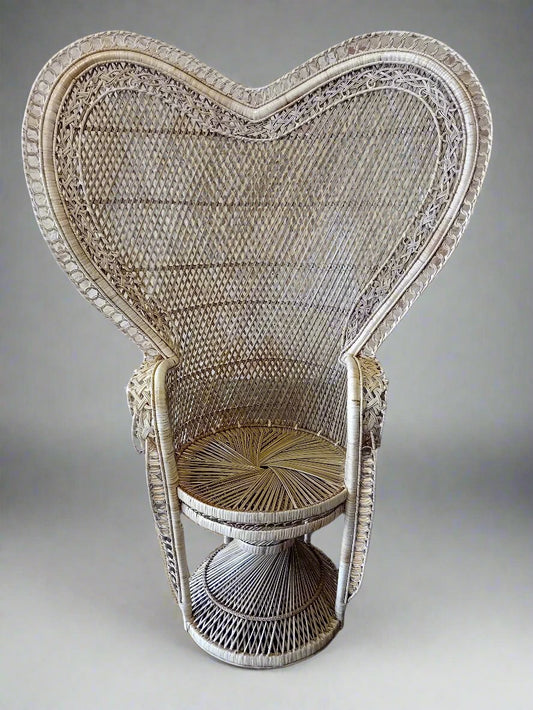 Natural Wicker Rattan Heart Peacock Chair.