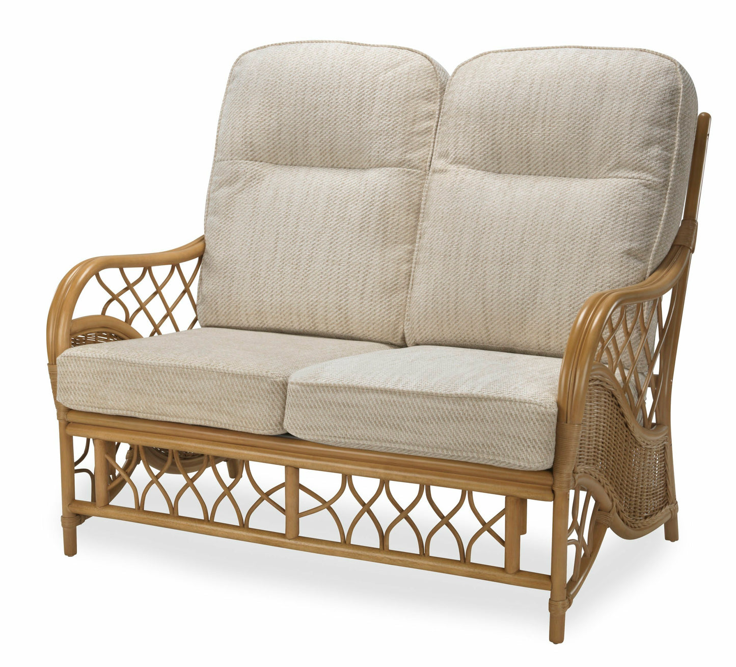 Medium Oak Bernado Cane Conservatory 2 seater Sofa .