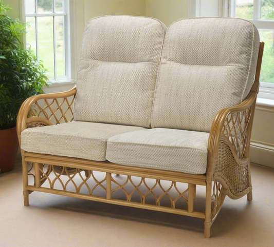 Medium Oak Bernado Cane Conservatory 2 seater Sofa.