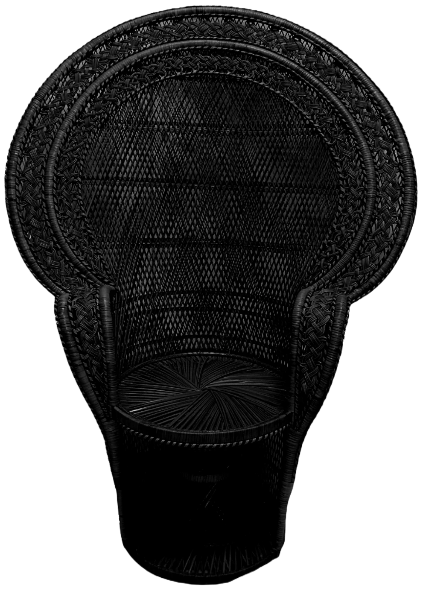 Black Wicker Rattan Double Weave Regal Peacock Chair.