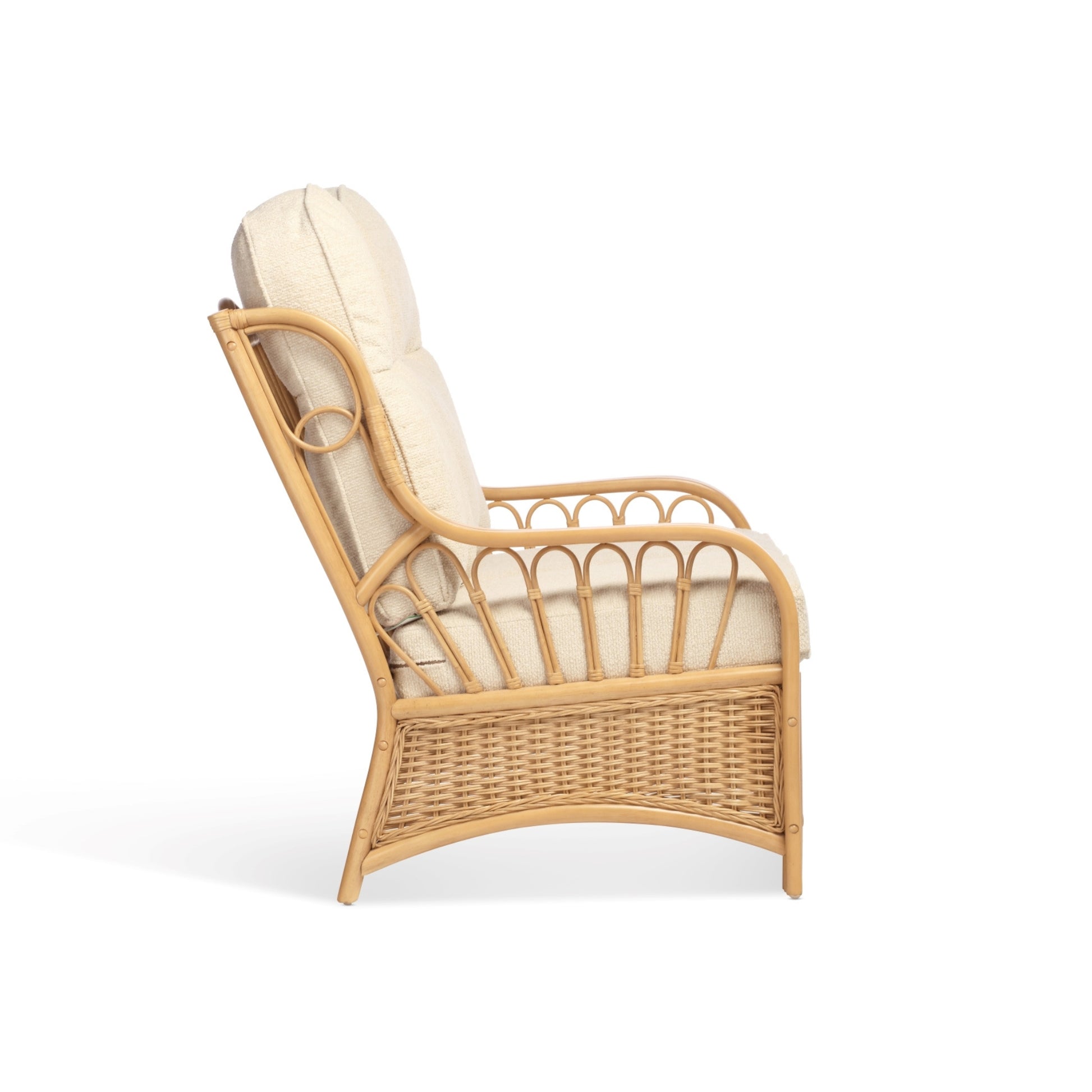 Light Oak Sao Luis Cane Conservatory Armchair. Side View.