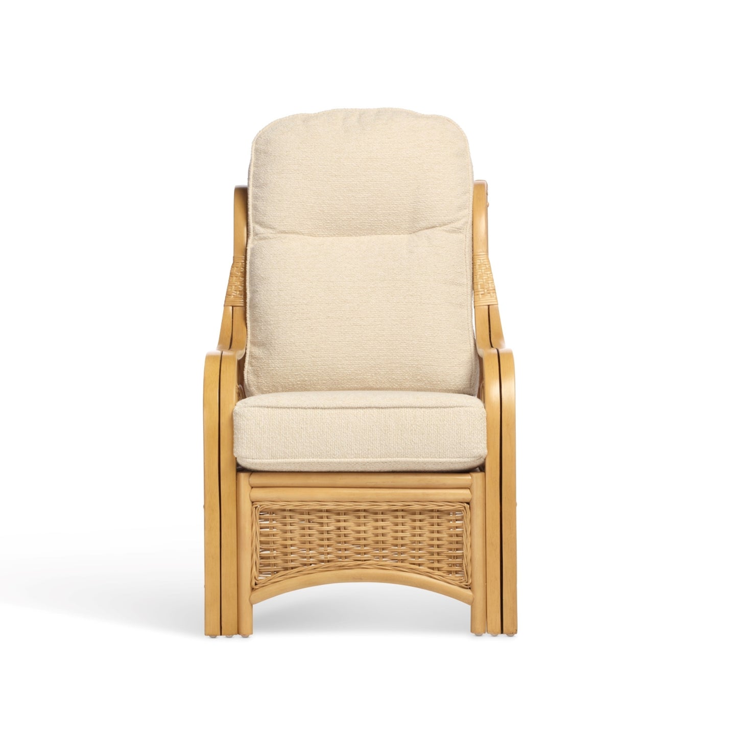 Light Oak Sao Luis Cane Conservatory Armchair. Front View.
