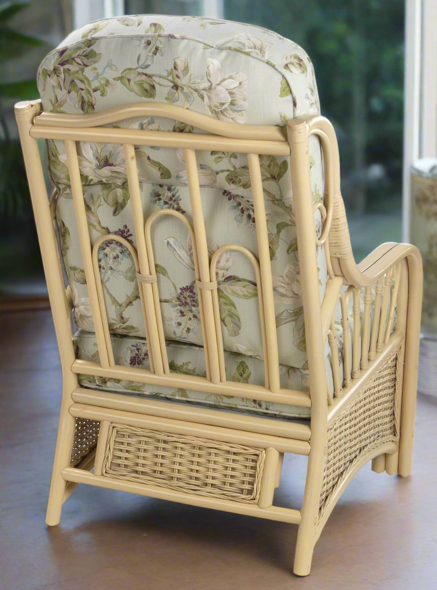 Natural Wash Sao Luis Cane Conservatory Armchair. Back.