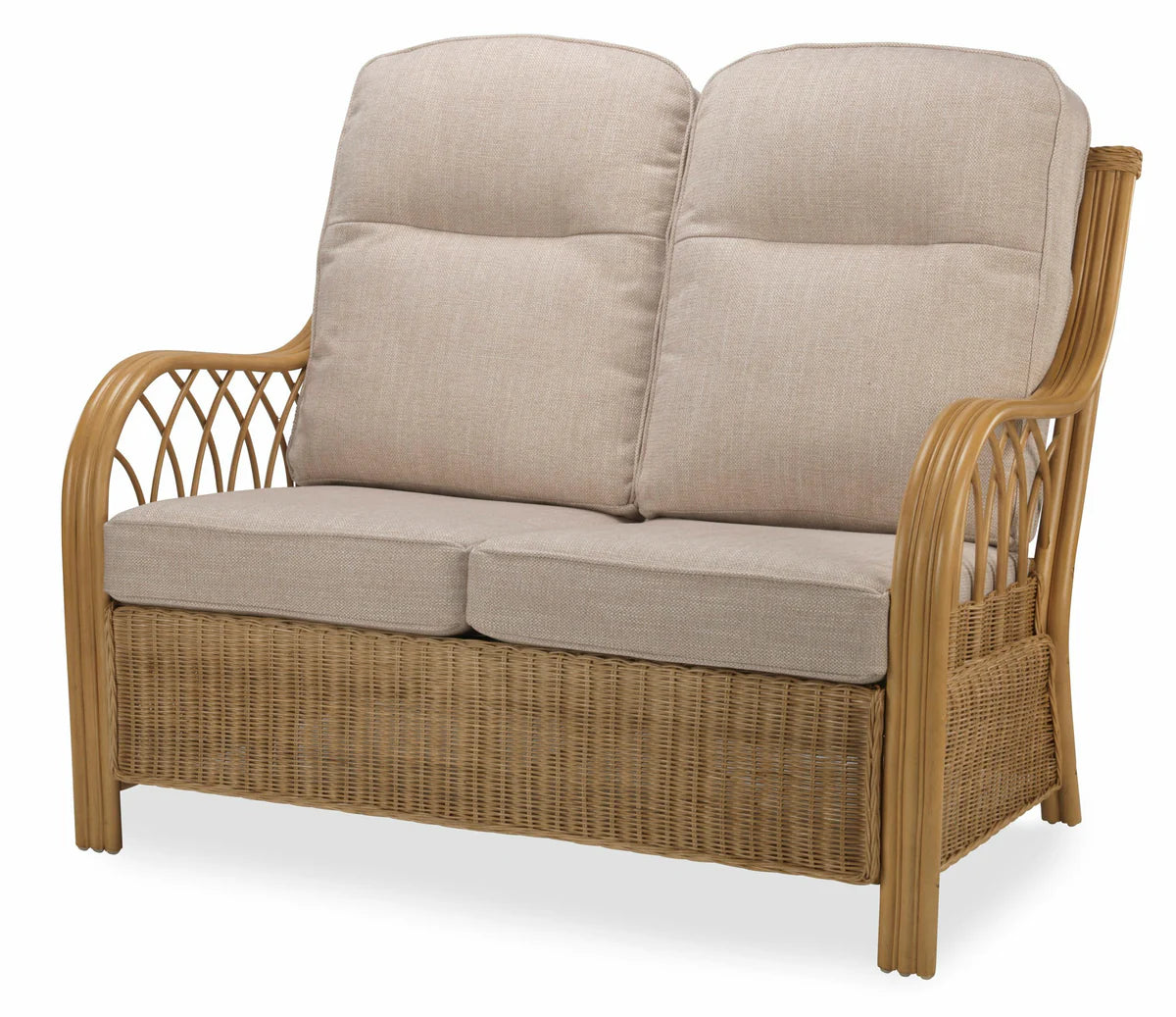 Light Oak Venice Cane Conservatory 2 seater Sofa and 2x Armchairs.