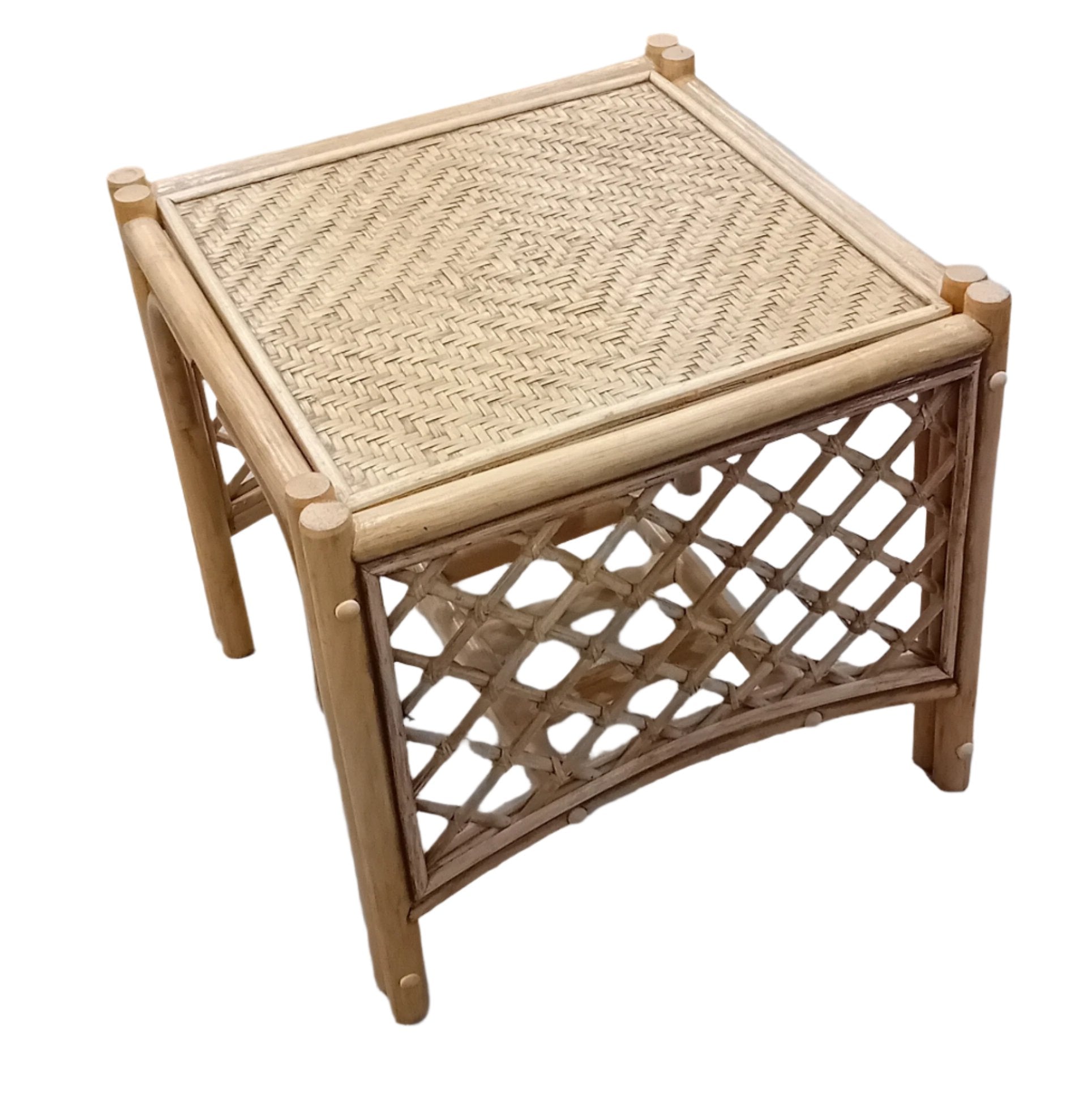 Antique Wash Serena Cane, Rattan and Wicker Conservatory Side Table.