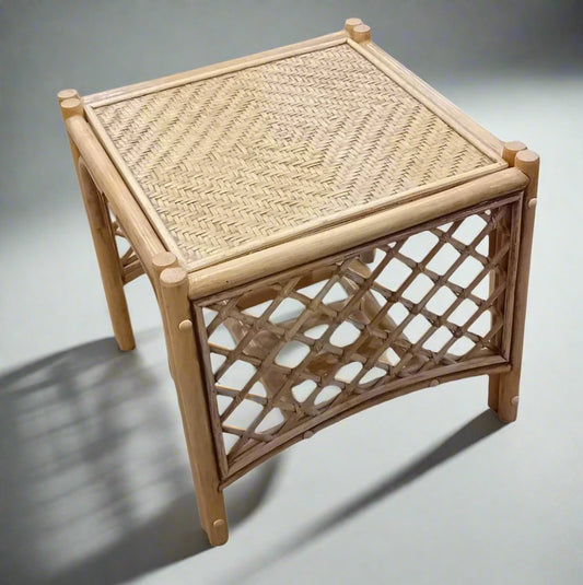 Antique Wash Serena Cane, Rattan and Wicker Conservatory Side Table.