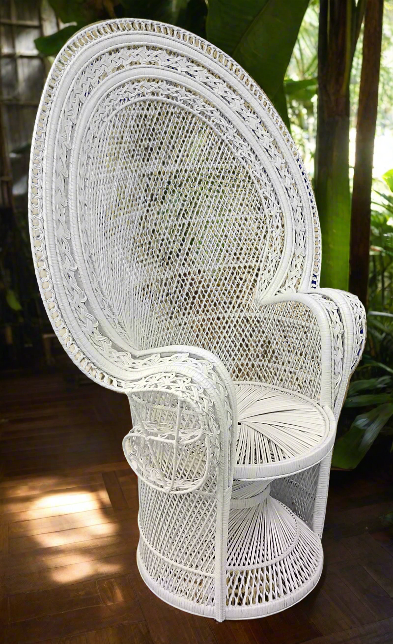 White Wicker Rattan Majestic Peacock Chair.