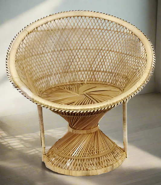 Natural Wicker Rattan Saucer Chair. Ideal for small spaces. Ideal for any room.