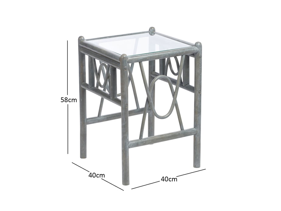 Grey Wash Cane Conservatory Belo Lamp Table.