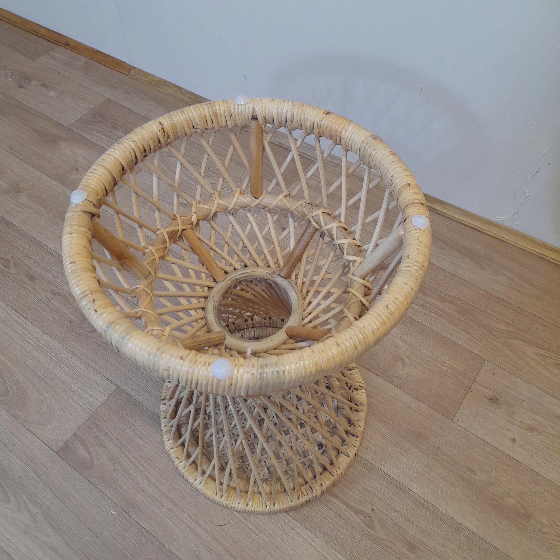 Mia Cane + Wicker/Natural Rattan Side/Lamp round table underneath