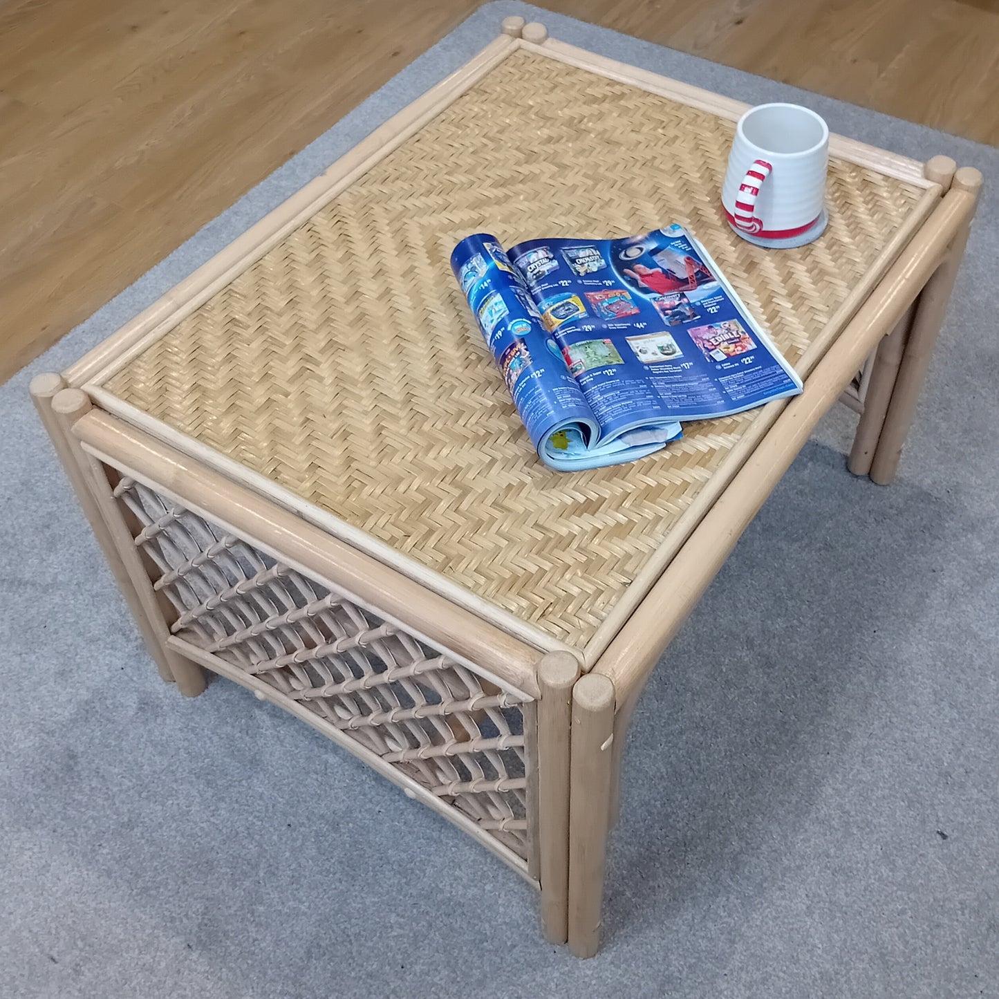 Natural Wash Serena Cane, Rattan and Wicker Conservatory Coffee Table.