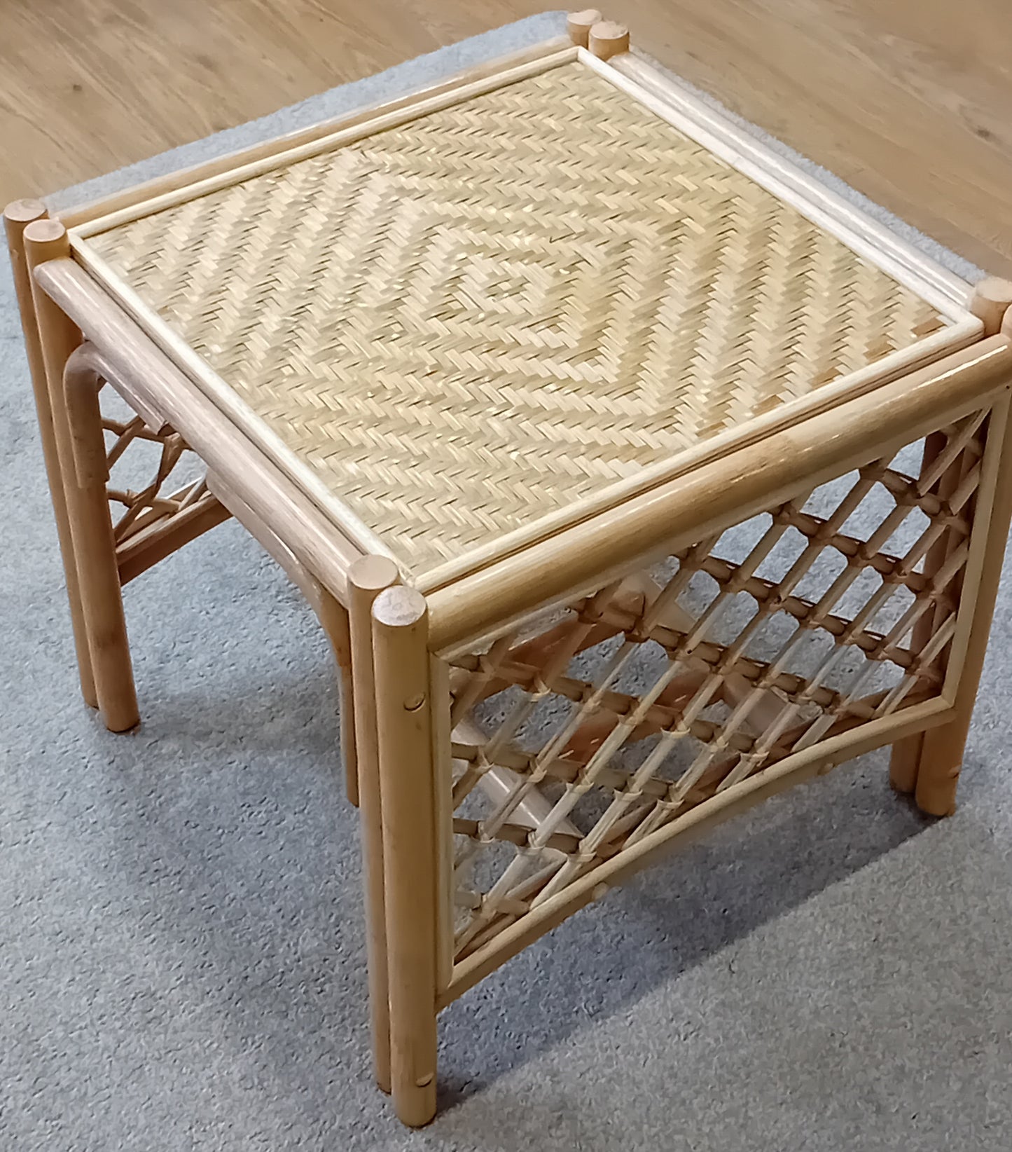 Natural Wash Serena Cane, Rattan and Wicker Conservatory Side Table.