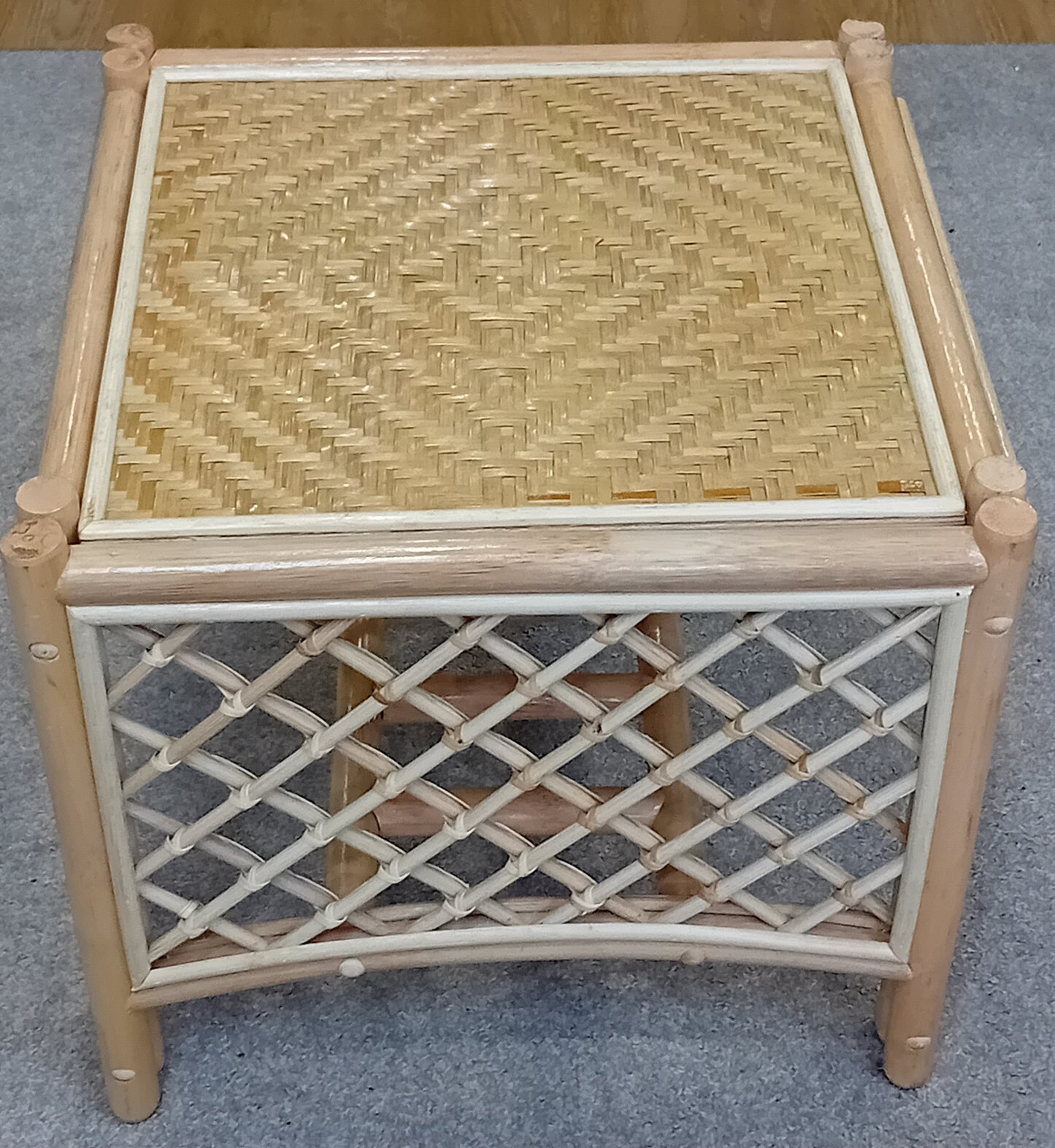 Natural Wash Serena Cane, Rattan and Wicker Conservatory Side Table.