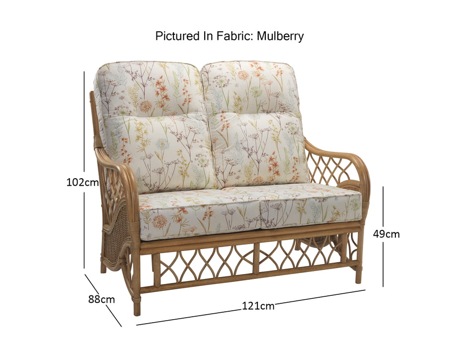 Medium Oak Bernado Cane Conservatory 2 seater Sofa.