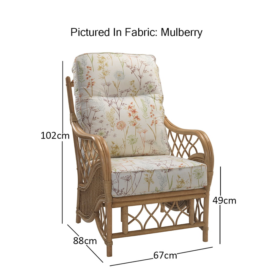 Medium Oak Bernado Cane Conservatory 2 seater Armchair.