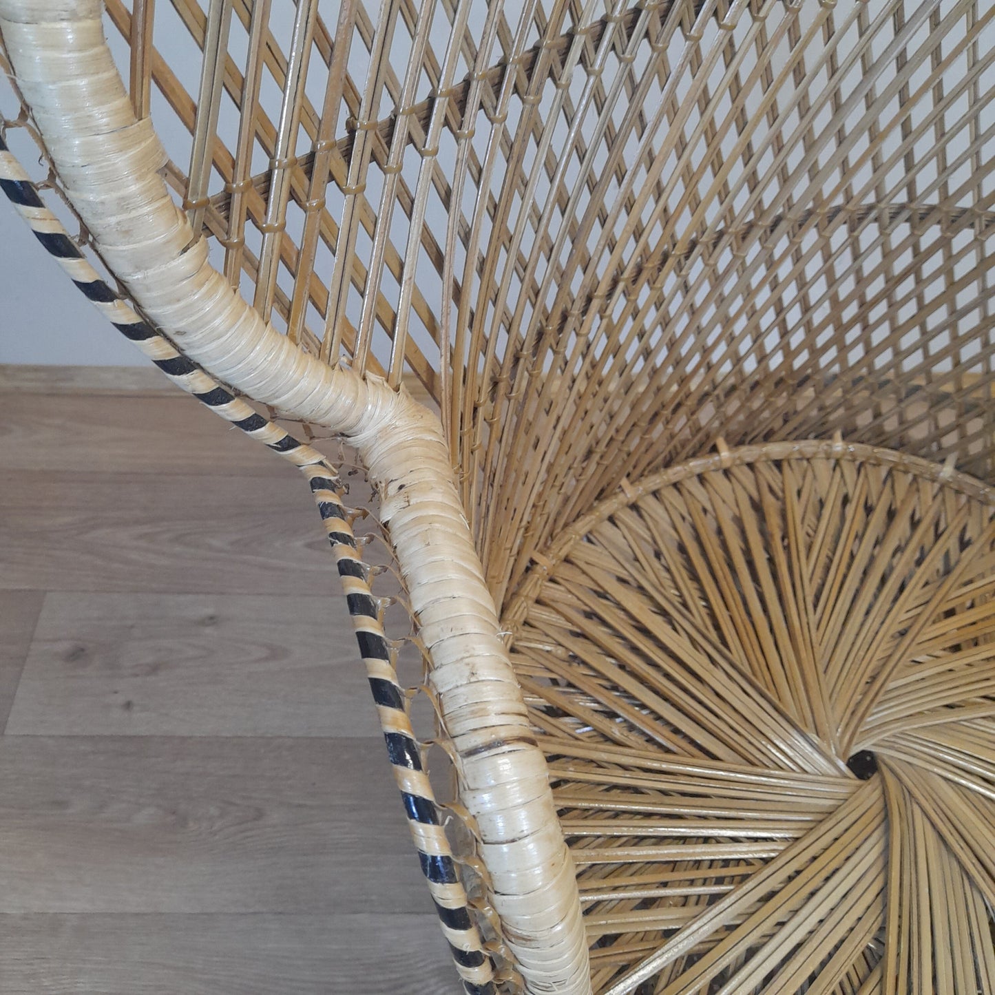 Wicker/Rattan Conservatory Princess Chair arm close up.